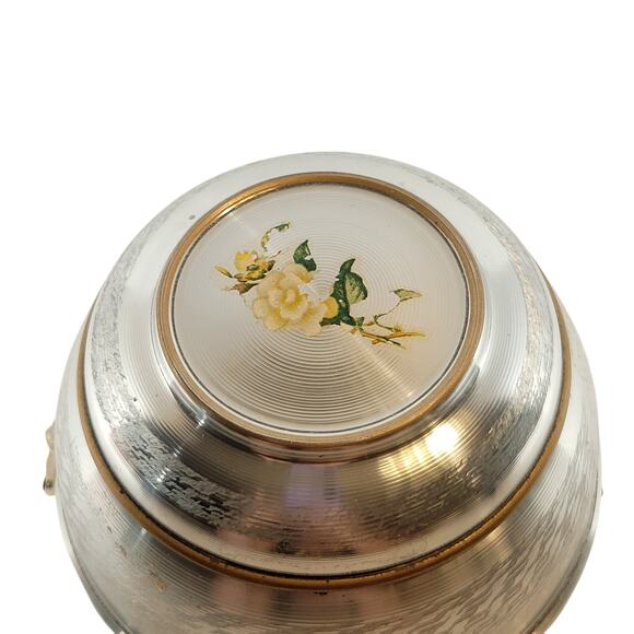 Vintage Prague Musical Powder Box Silver Tone Floral Lid 6" Plays Blue Danube - Picture 15 of 16